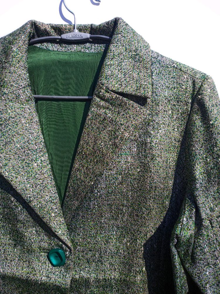 Green Casual Blazer For Women