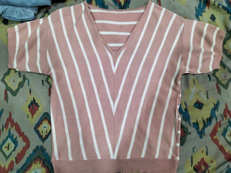 beautiful white and pink top striped