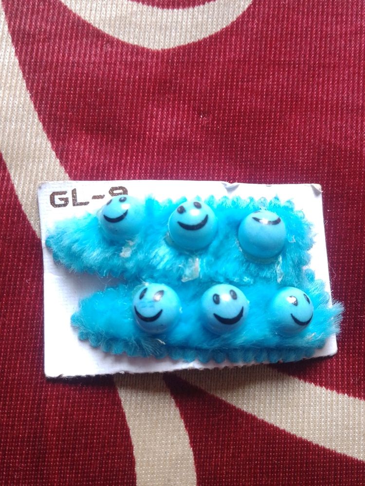 Blue Emoji Hair Pins Set Of 2