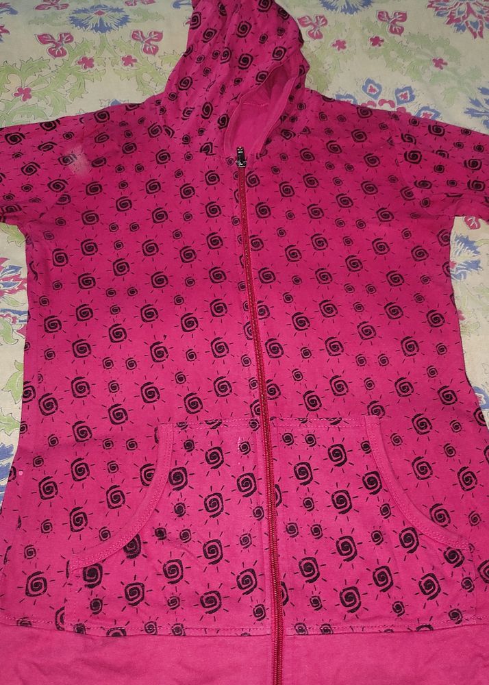 Pink Jacket For Girls (S) Solid