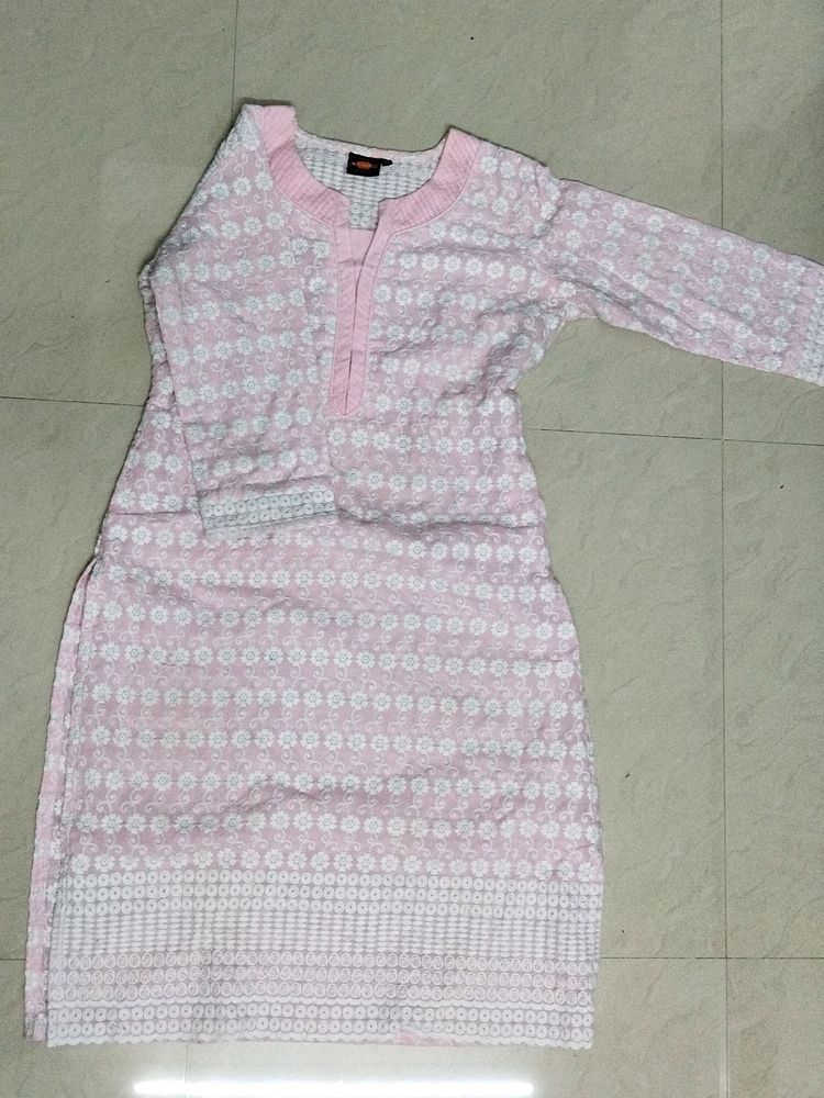 Pink Chikankari Kurti