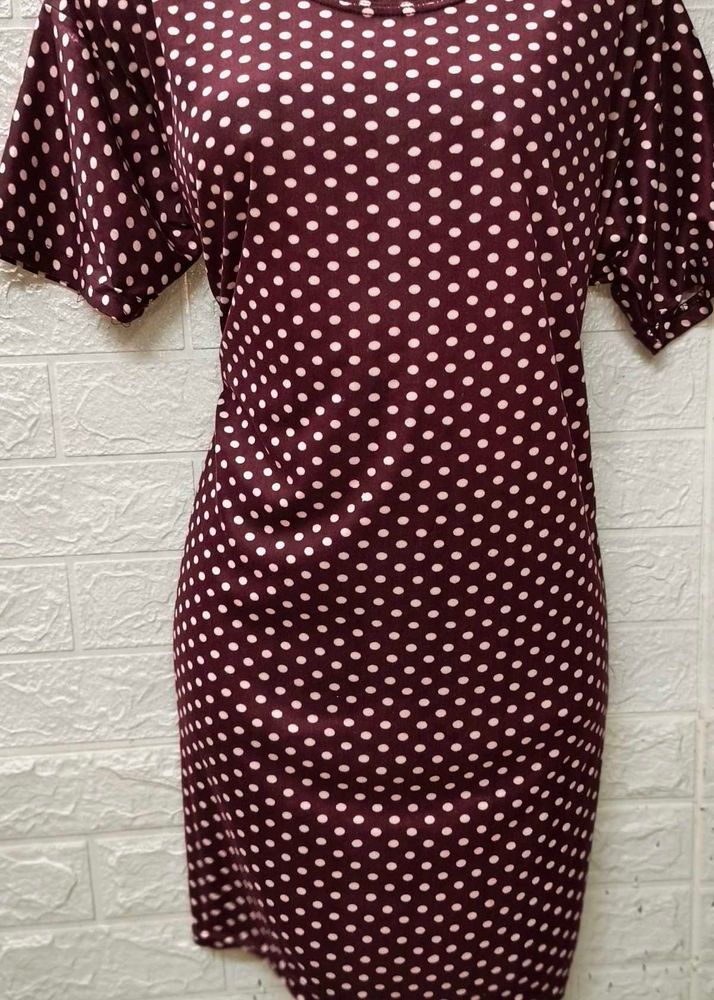 Tshirt Dress Night Wear With Polka Dots