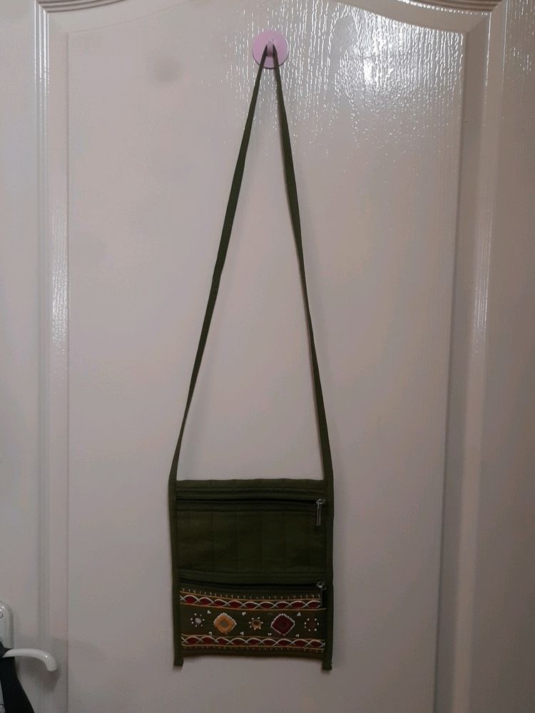 Olive Green Handmade Sling Bag