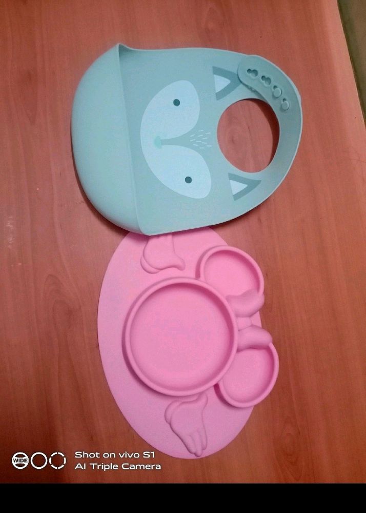 Disney Baby Plate And A Bib