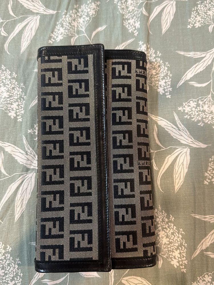 Fendi Grey Zucchino Canvas Wallet