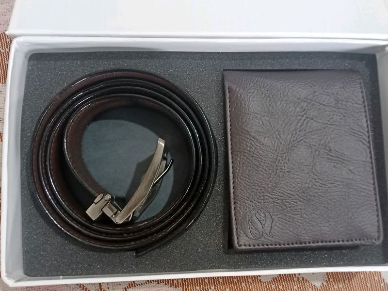 New Leather Belt & Wallet Gift Set  For Men