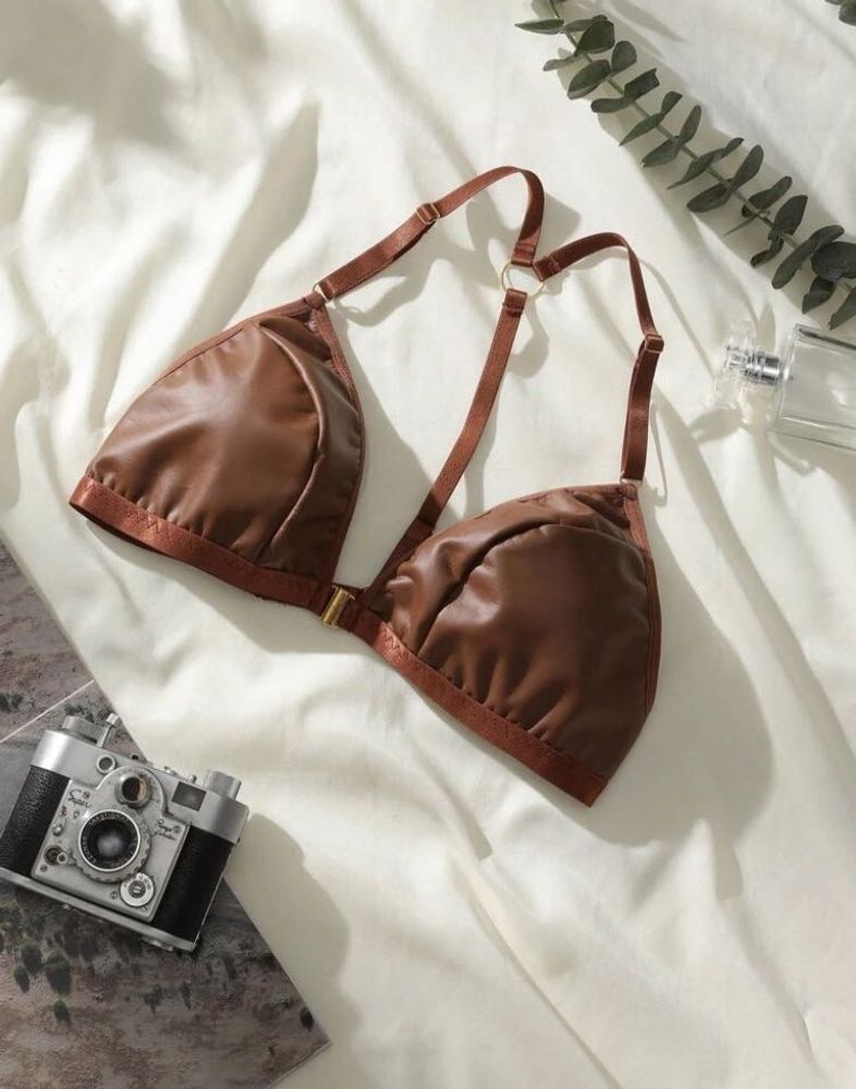 Shein Leather Brown Bra