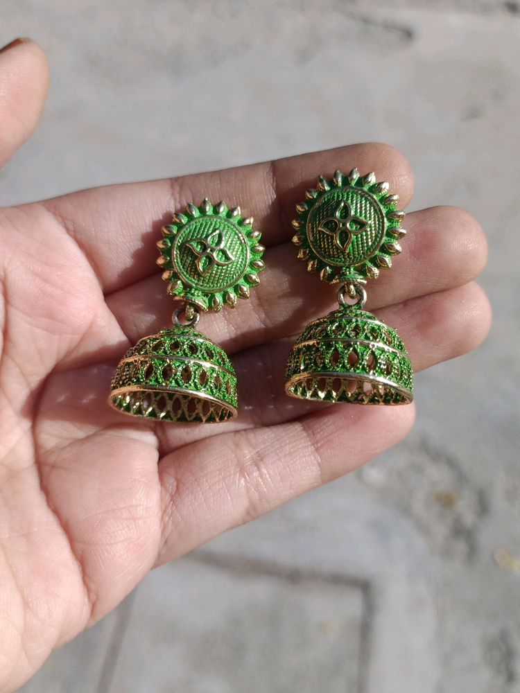 Green Jhumkas