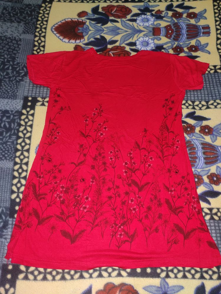 Ladies Long Red T-shirt, 1 Time Use Only