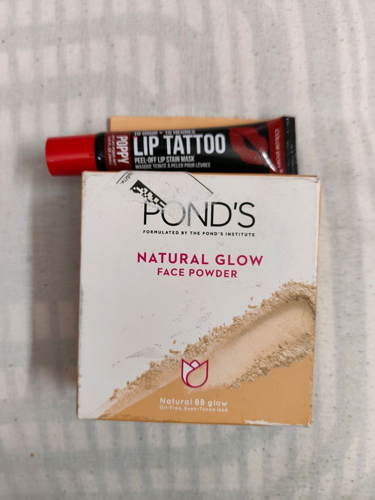 Combo Peel Off Lipstick And Ponds Powdrr