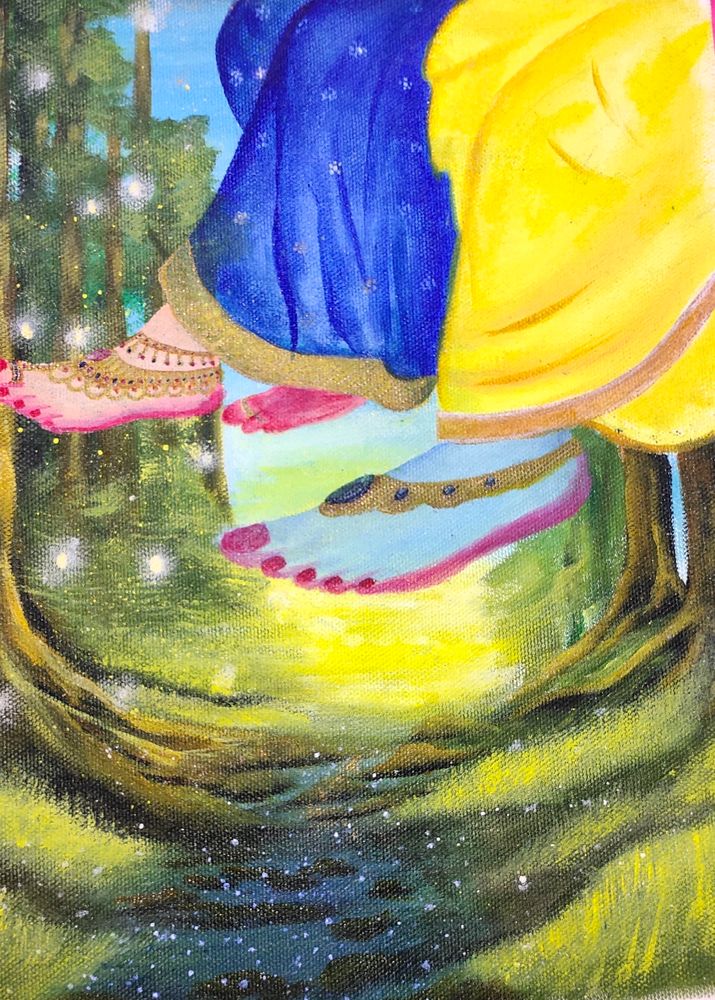 Radha Krishna Paaw Painting