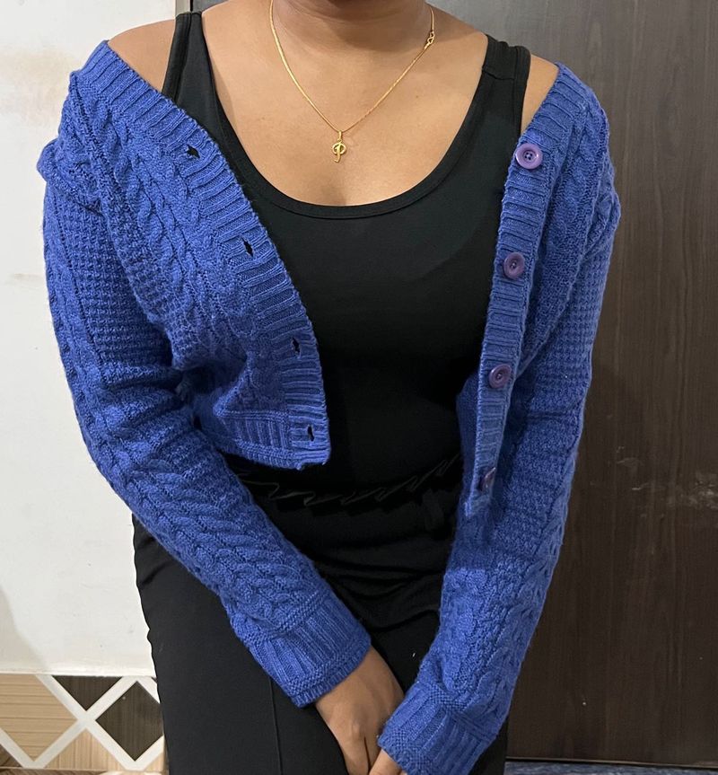 Dressbery Women Blue Cardigan Sweater