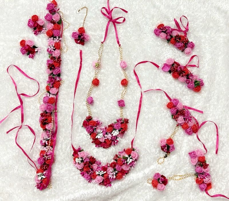 Pink & red Floral Jwellery Set