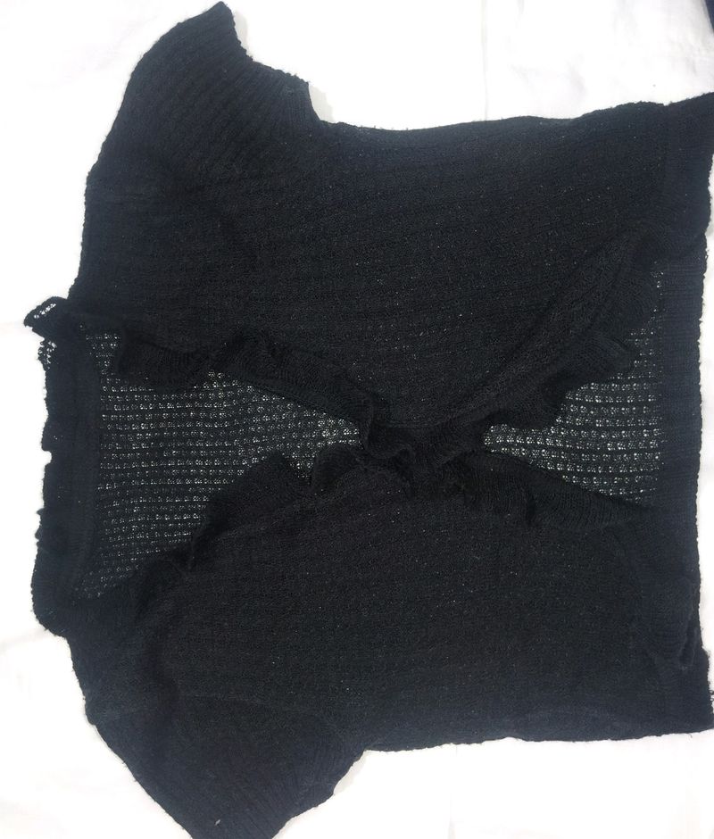 Pinterest Y2K Black mesh crop top shrug