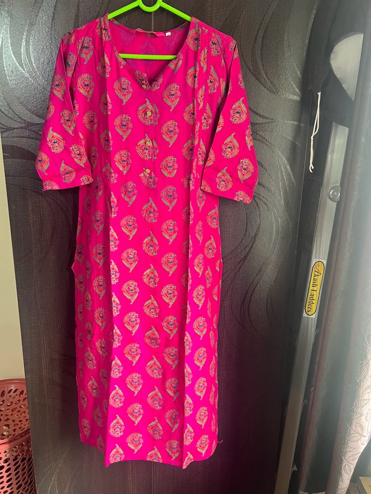 Pink Straight Kurta - S