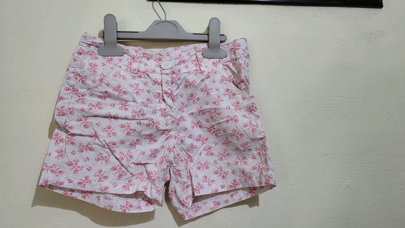 Pink Cotton Shorts For Girls