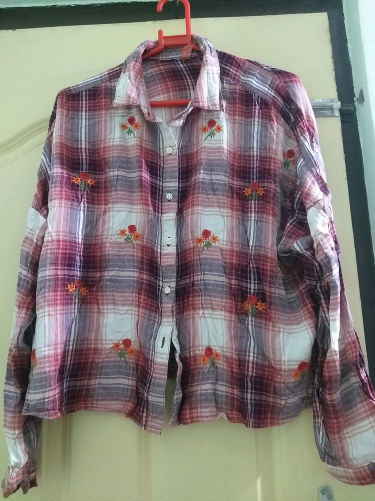 Sbuys Embroidered Check Shirt