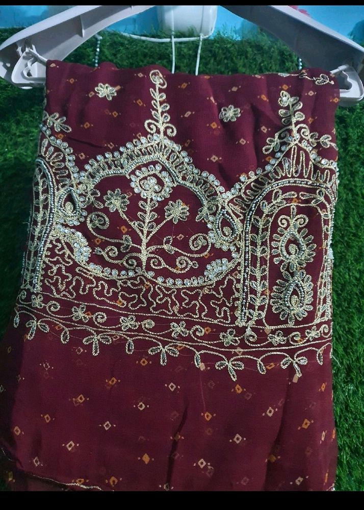 Beautiful Maroon  badani saree❤️