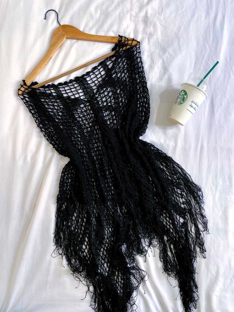 Pinterest Black Up & Down Knitted Top