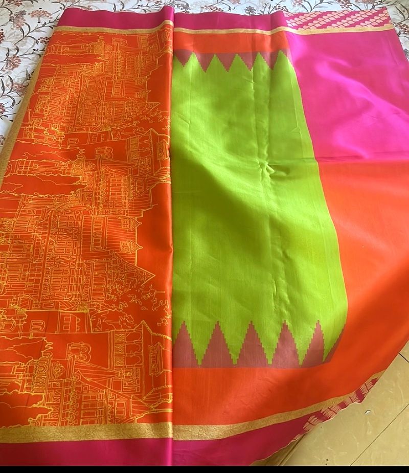 Beautiful And Elegant Multicolour Saree With Stich