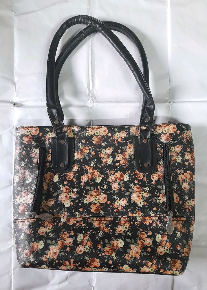 Black Floral Print Handbag 👜 Women Sling Hand Bag