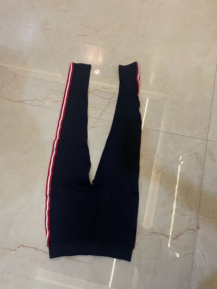 Red White Side Stripe Black Gym Pant