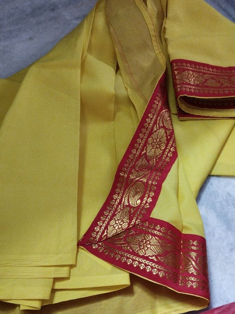 Yellow Colour Silk Saree For Little Angels