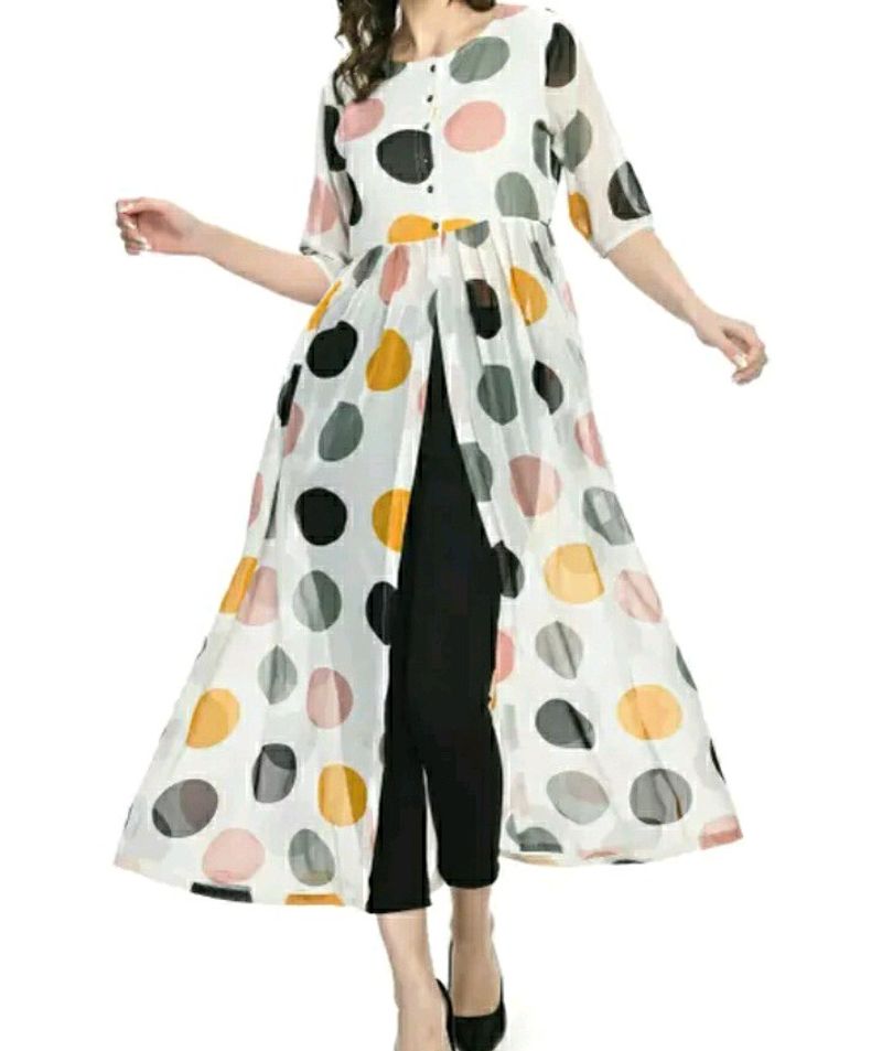 Casual Dot Printed Color Georgetee Long Dress