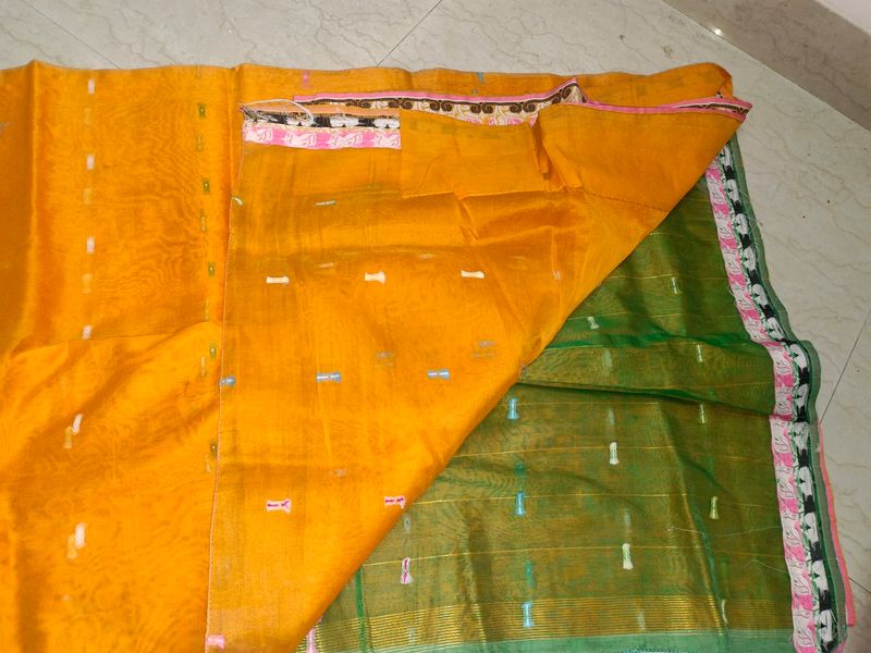 Orange Cotton Saree