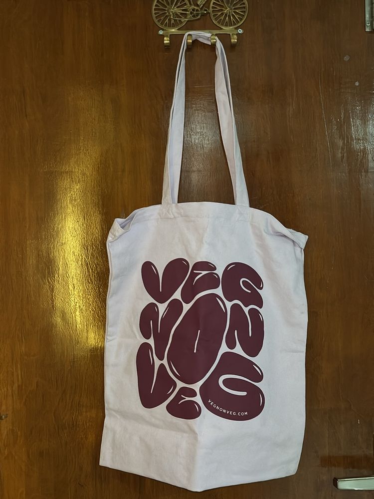 Veg Nonveg Lilac Tote Bag 💼