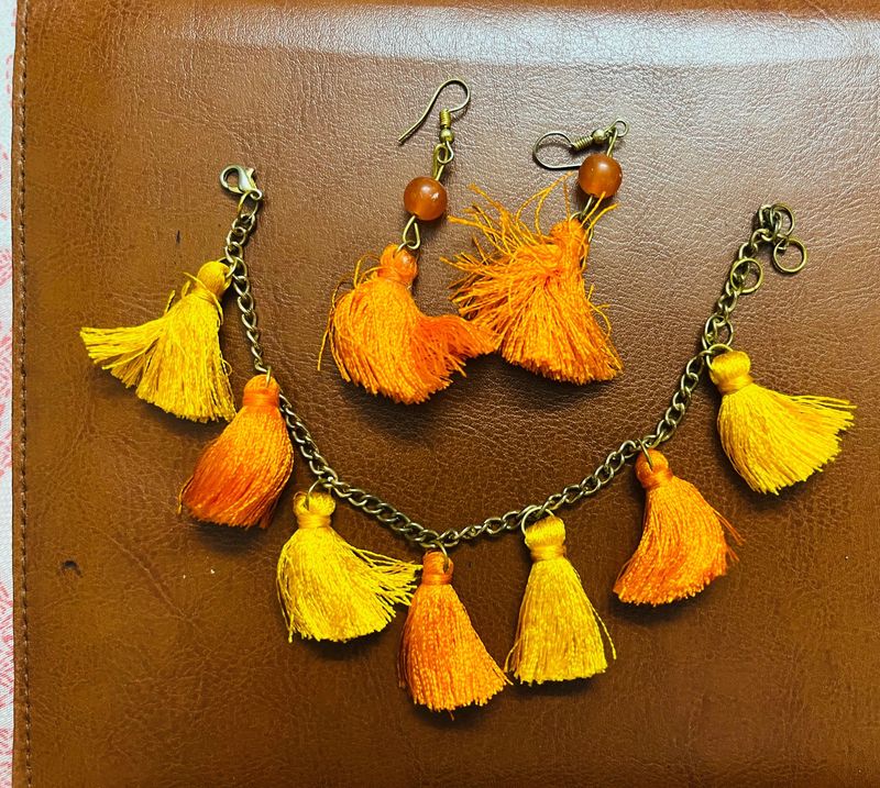 Beautiful Unique Haldi Bracelet & Earrings