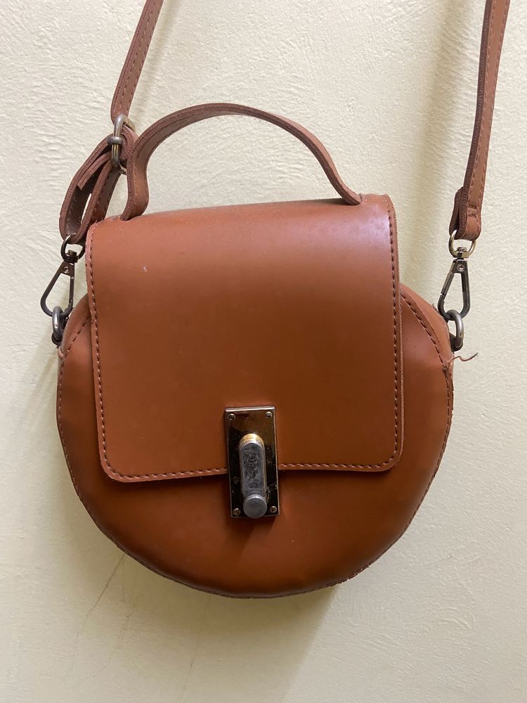 Stylish Brown Sling Bag - Lightly Used