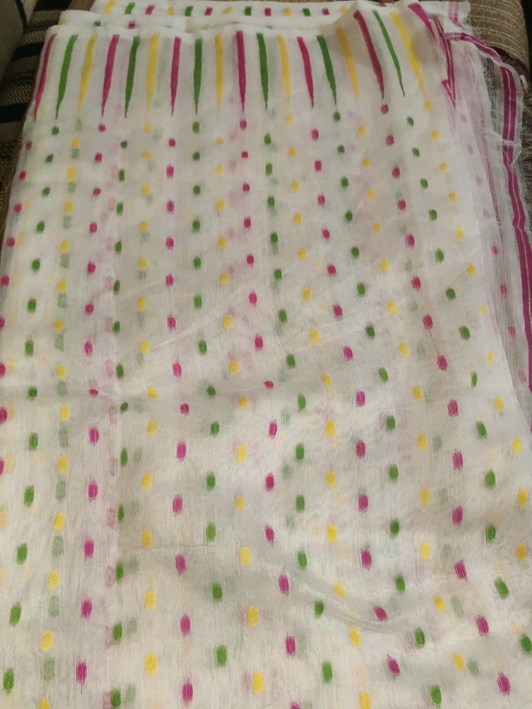 Multicolor Cotton Linen Saree