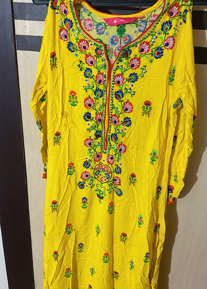 BIBA Ethnic Motifs Printed Sequence Detail Kurta