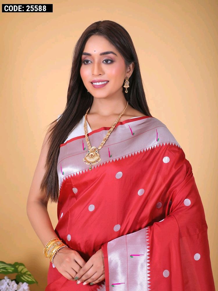 *Paithani silk saree with zari weaving work*