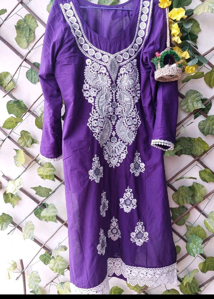 Purple Cotton Kurta