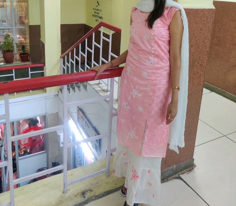 Baby Pink Kurti With Palazzo