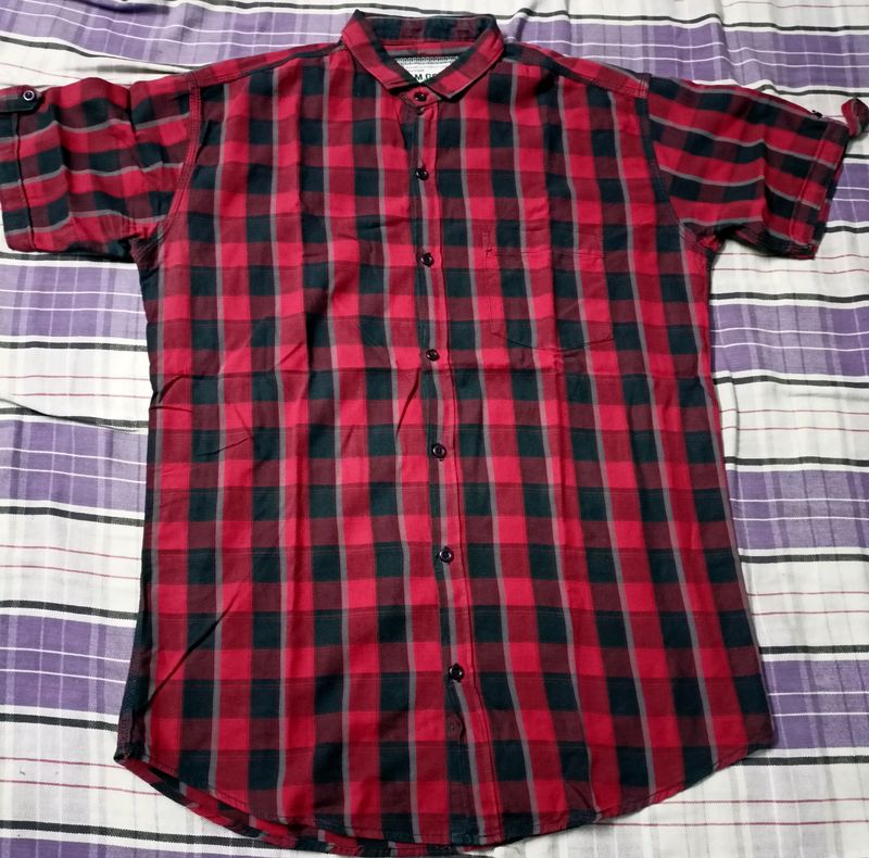 attitude brd red checks half sleeve xl luk new