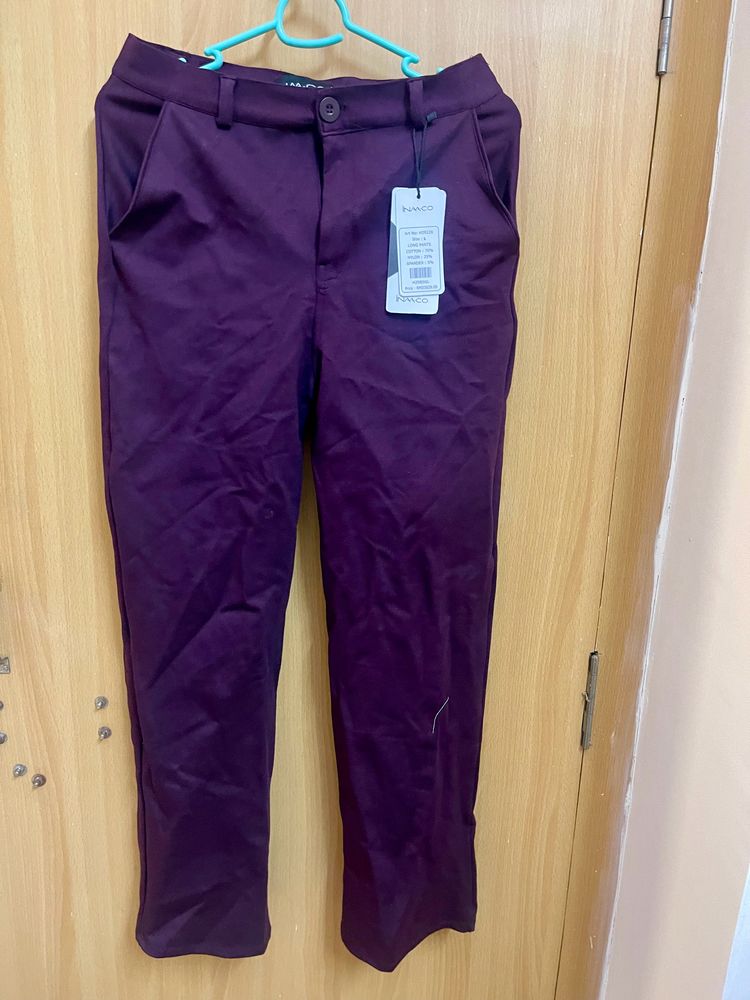 New With Tag Plum Coloured 30 Waist Formal Pant