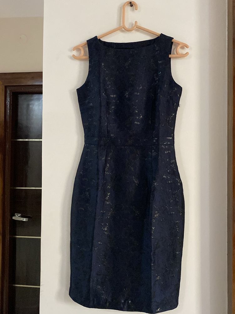 Navy Blue Dress With Textures On It