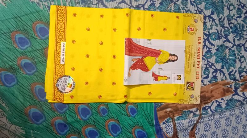 Yellow And Red Dress Material It's New With Tag