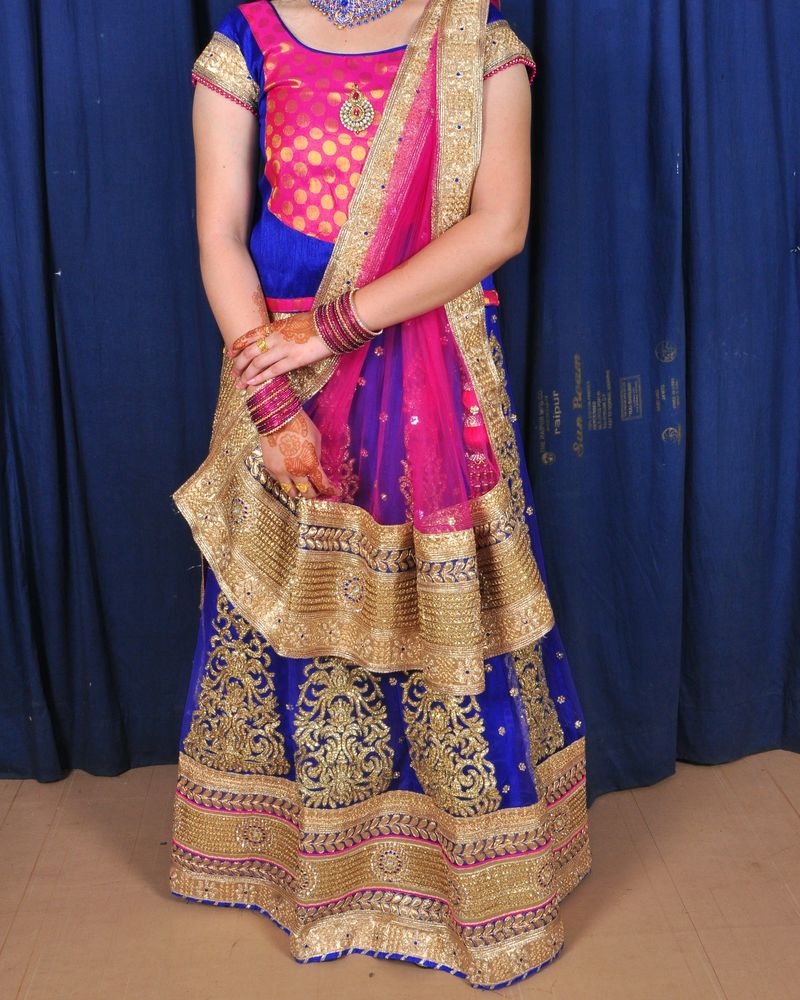 Beautiful Blue And Pink Bridal Lehenga