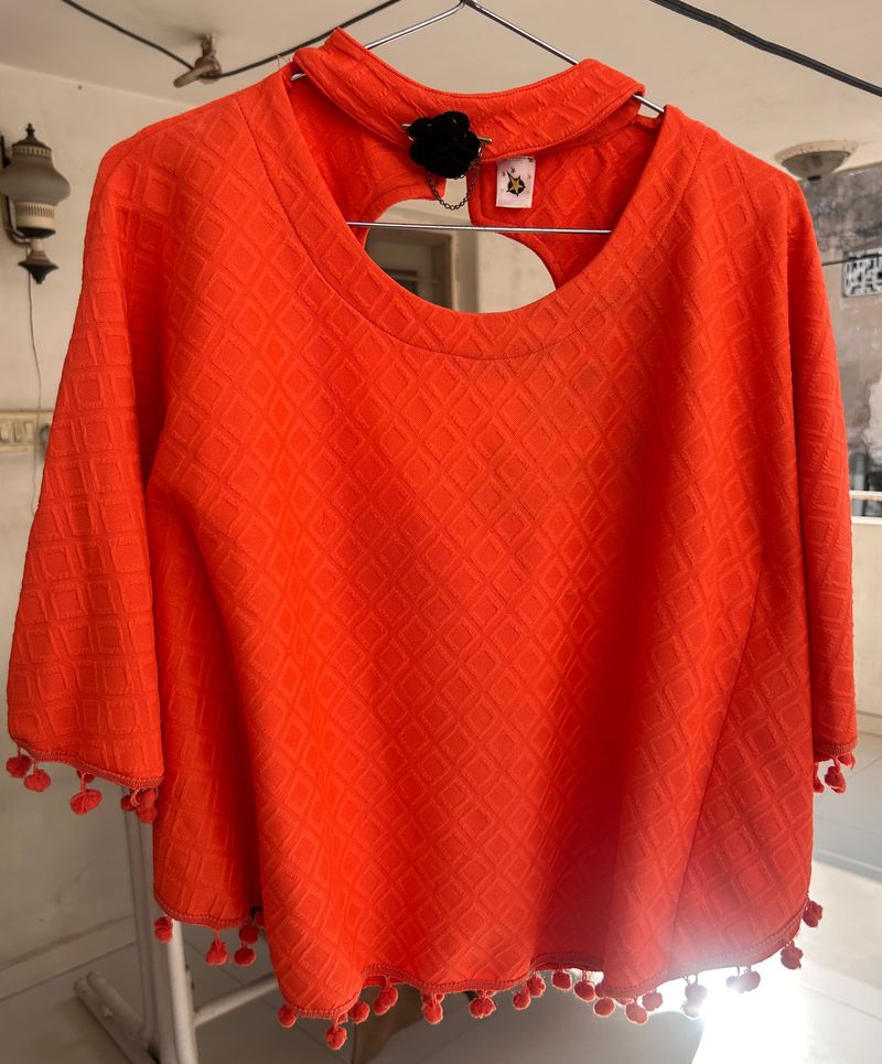 Orange Halterneck Top