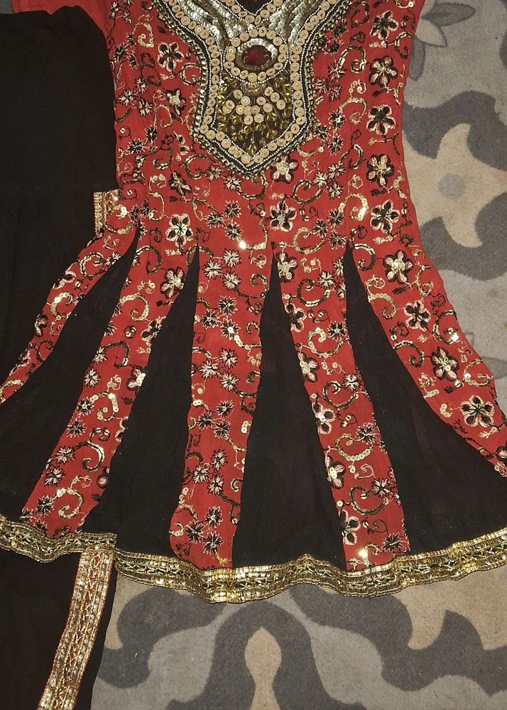 full embroidered frock suit with dhoti