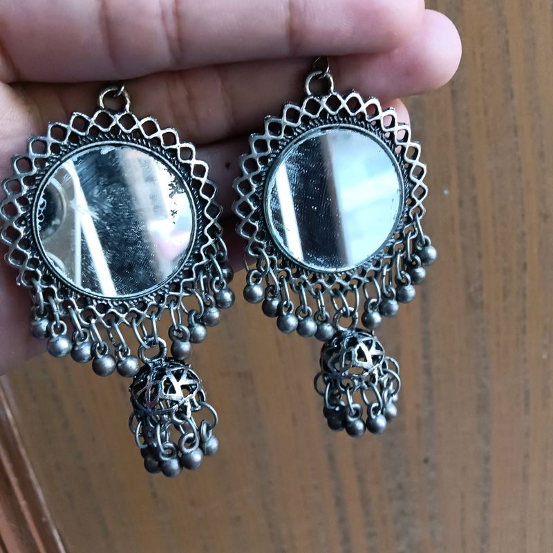 Silver Mirror Earings