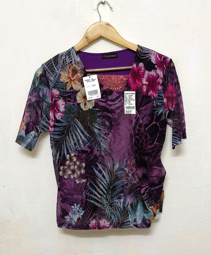 Trendy New Purple Print Top For Women