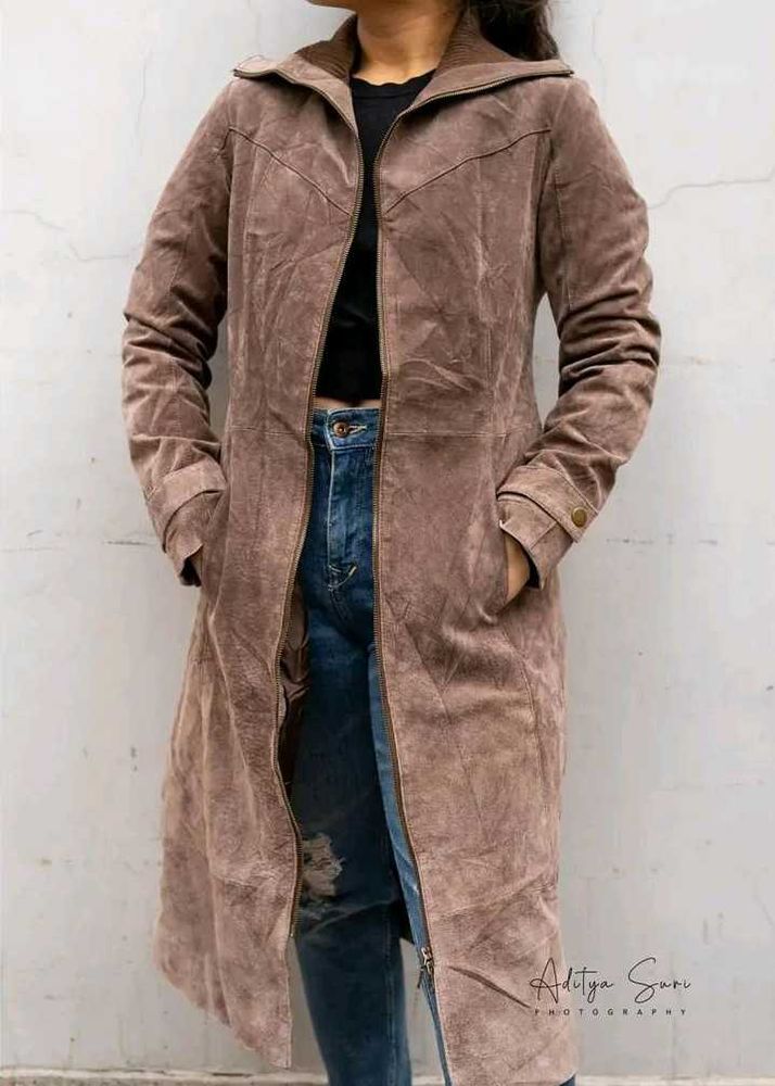 Chocolate Brown Suede Coat