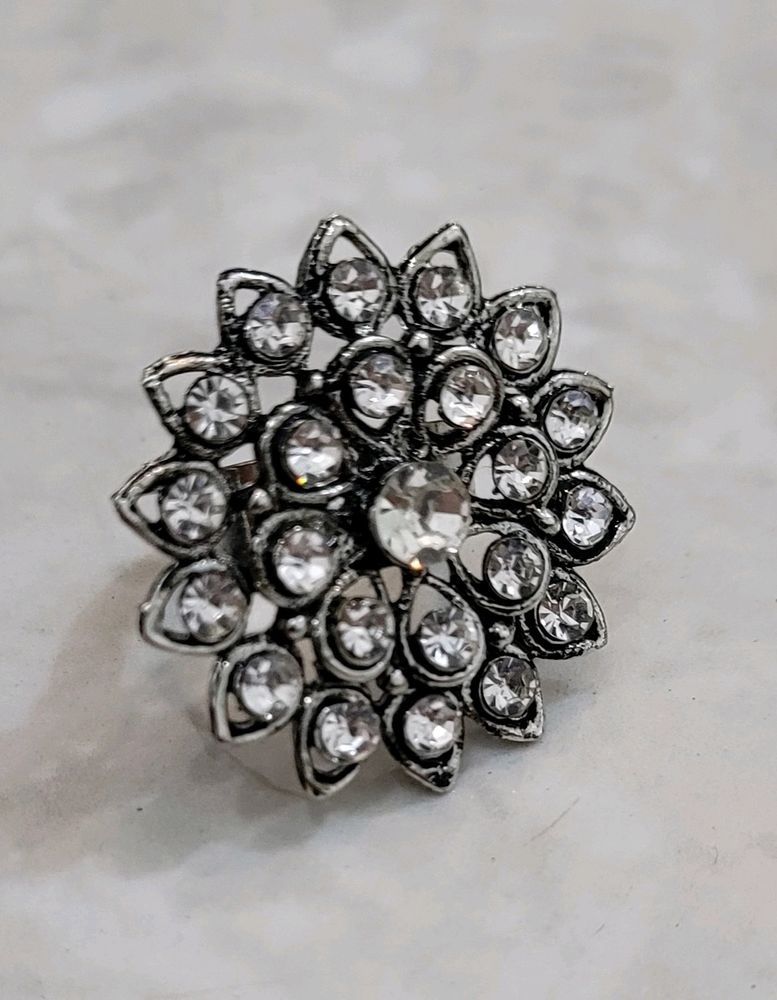 Silver Ring With White Stones