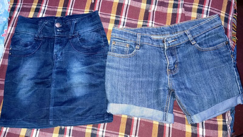 Skirt And Shorts Denim Combo