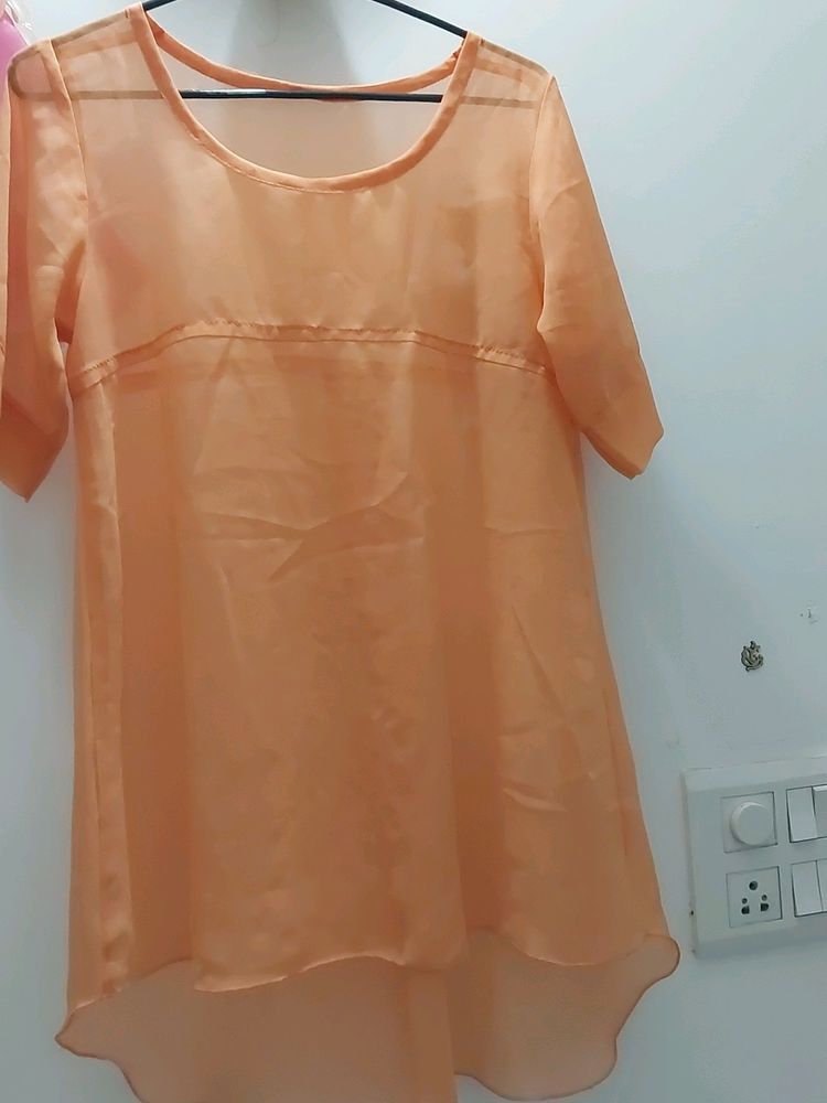 Orange Top  Shrug High Low